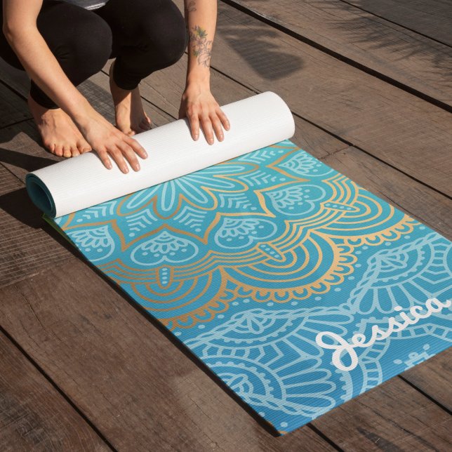 Beautiful Blue Mandala Pattern Yoga Mat (Creator Uploaded)
