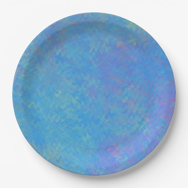 Beautiful Blue Marbled Paper Look Paper Plate (Front)