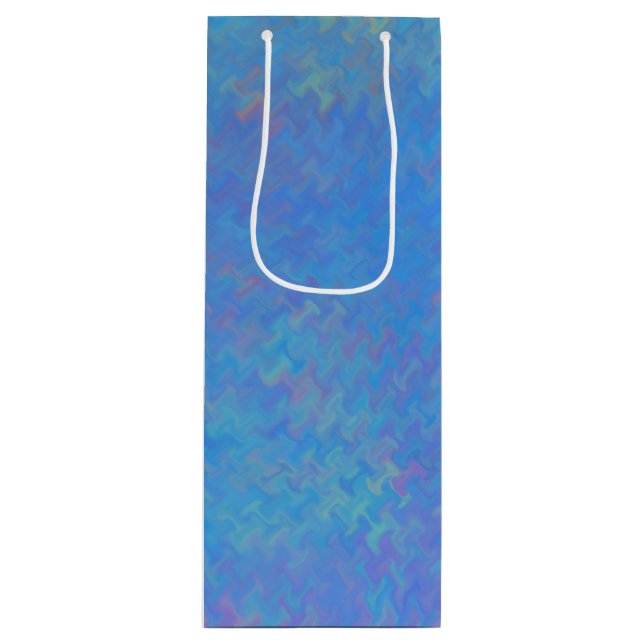 Beautiful Blue Marbled Paper Look Wine Gift Bag (Front)