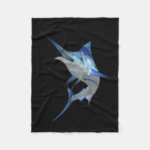 Beautiful Blue Marlin Fishing Short Sleeve Fleece Blanket