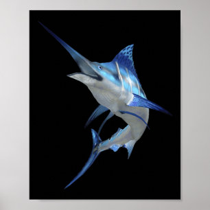 Beautiful Blue Marlin Fishing Short Sleeve Poster
