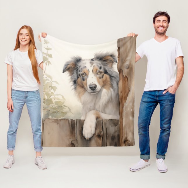 Beautiful Blue Merle Aussie Fleece Blanket (In Situ)