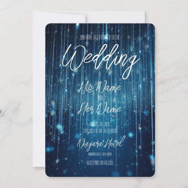 Beautiful Blue Meteor Shower Invitation (Front)
