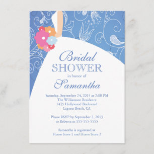 Beautiful Blue Modern Bride Bridal Shower Invitation
