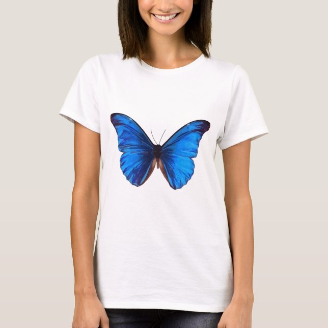 Beautiful Blue Monrach butterfly vintage art T-Shirt (Front)