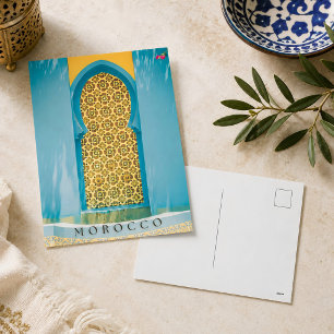 Beautiful Blue Moroccan Door In Marrakech  Holiday Postcard