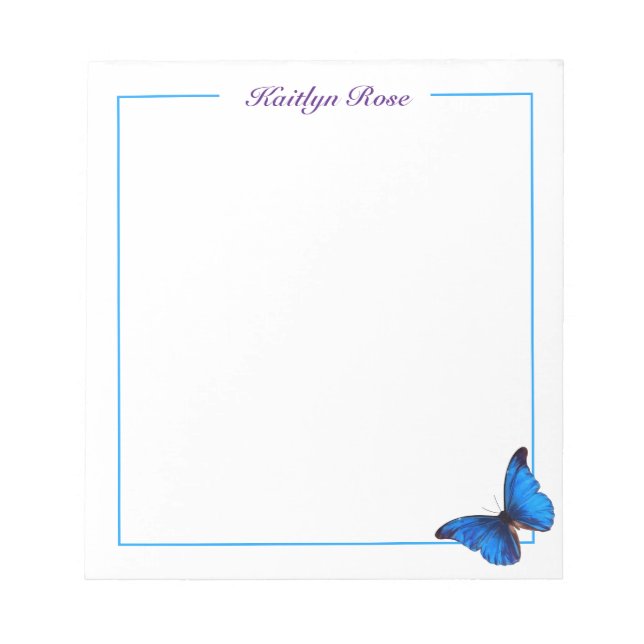 Beautiful Blue Morpho Butterfly| Custom Notepad (Front)