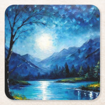 Beautiful Blue Mountains Square Paper Coaster