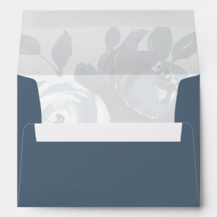 Beautiful Blue Muted Floral Envelope