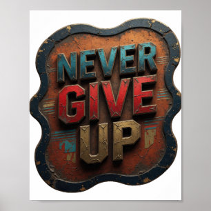 Beautiful Blue NEVER GIVE UP Poster