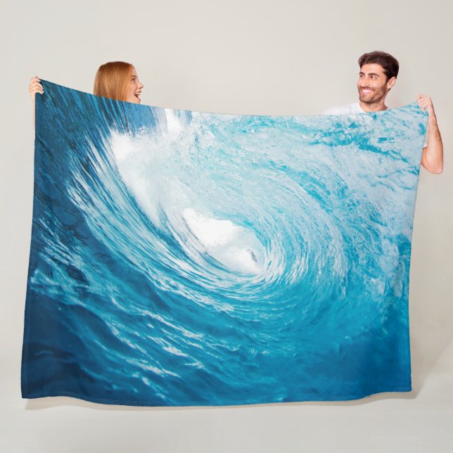 Beautiful Blue Ocean Beach Waves Fleece Blanket (In Situ)