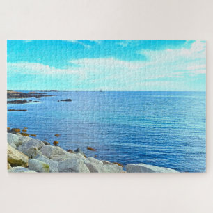 Beautiful Blue Ocean Seashore Photo Azure Sky Jigsaw Puzzle