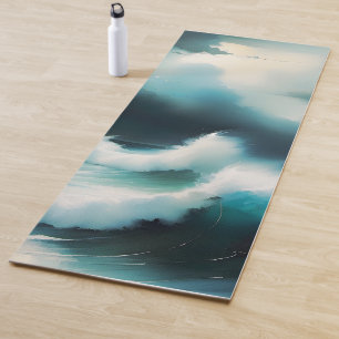 Beautiful Blue Ocean waves painting Yoga Mat