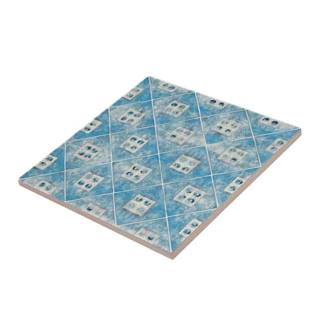 Beautiful blue offwhite watercolor pattern  tile (Side)