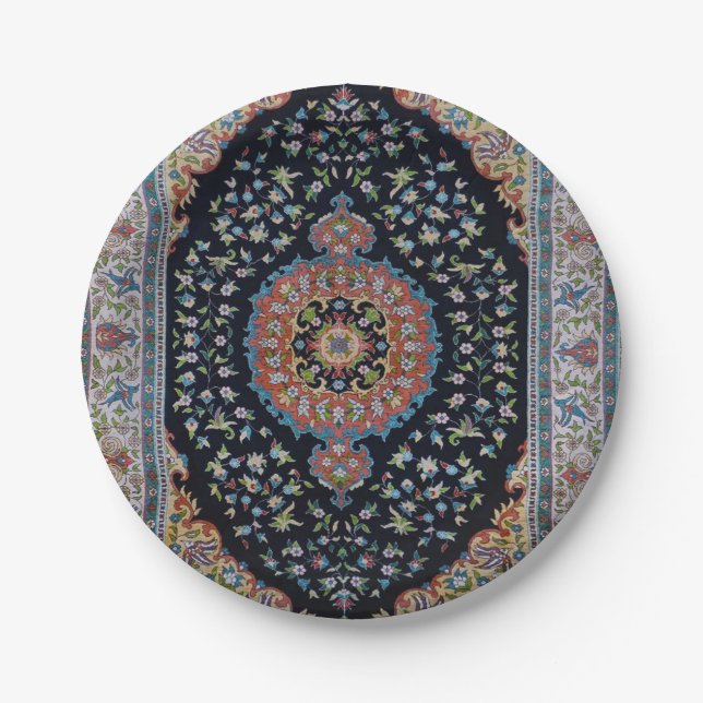 Beautiful Blue Oriental Antique Kilim Rug  Paper Plate (Front)
