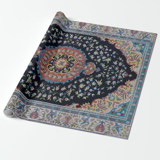 Beautiful Blue Oriental Antique Kilim Rug  Wrapping Paper (Unrolled)