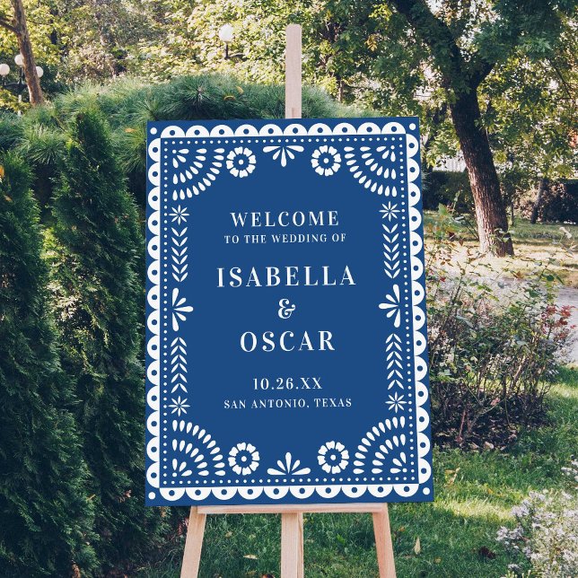 Beautiful Blue Papel Picado Wedding Welcome Sign (Creator Uploaded)