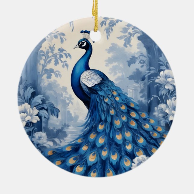 Beautiful blue peacock ceramic tree decoration (Back)