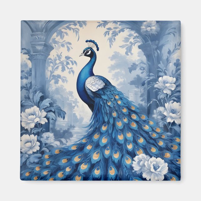 Beautiful blue peacock magnet (Front)