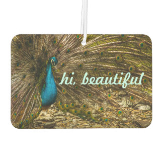 Beautiful Blue Peacock with Open Tail Feathers Car Air Freshener