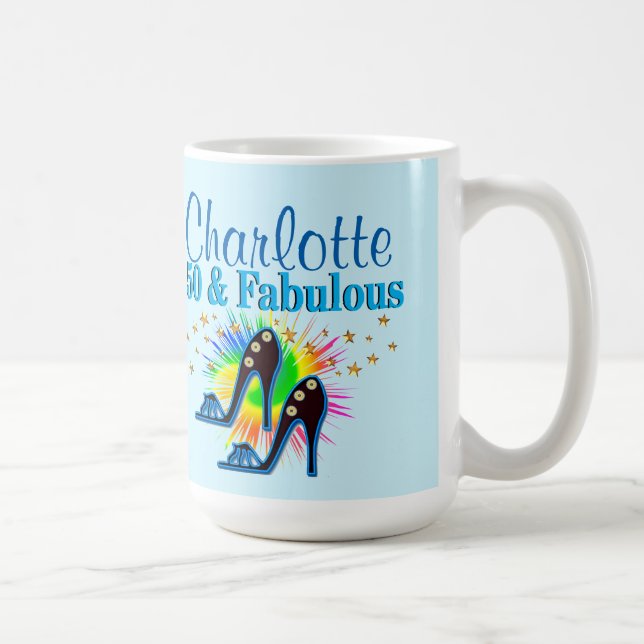 BEAUTIFUL BLUE PERSONALIZED 50TH BIRTHDAY MUG (Right)