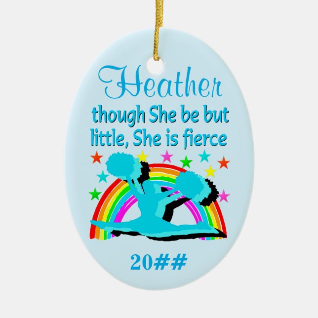 BEAUTIFUL BLUE PERSONALIZED CHEERLEADER ORNAMENT (Front)