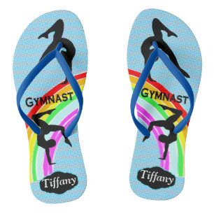 BEAUTIFUL BLUE PERSONALIZED GYMNASTICS FLIP FLOPS