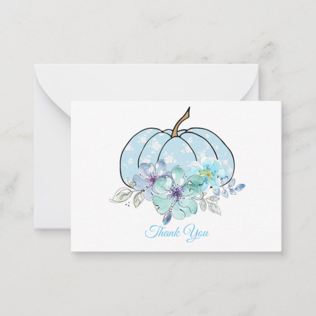 Beautiful Blue Pumpkin Thank You Cards (Front)
