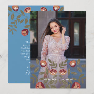 Beautiful Blue Quinceanera Fiesta Thank You Photo Invitation