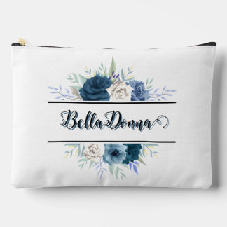 Beautiful Blue Rose Add Your Name Typography Accessory Pouch