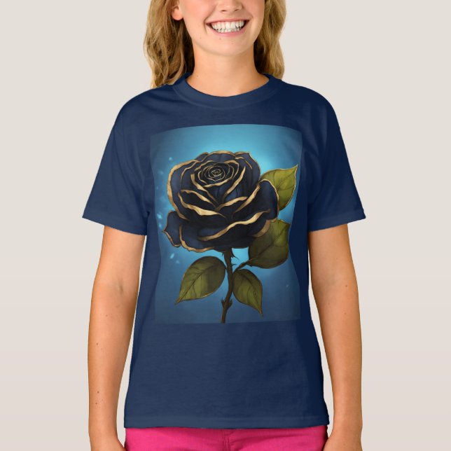 Beautiful blue rose designe T-Shirt (Front)