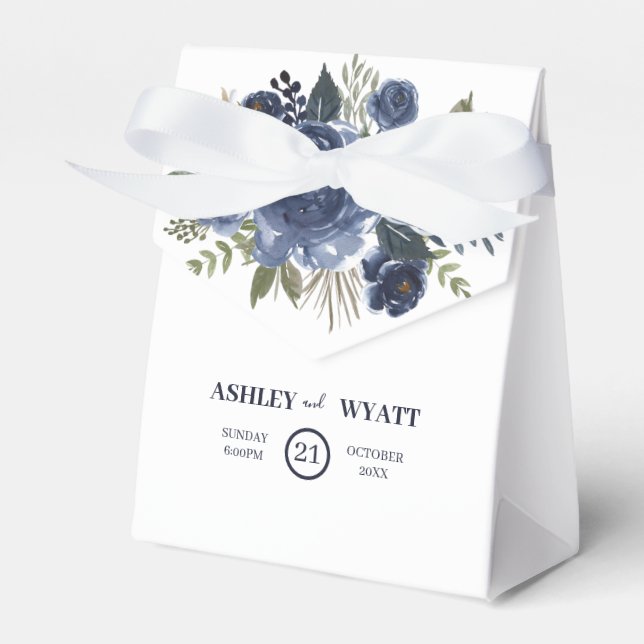 Beautiful Blue Roses Favour Box (Front Side)