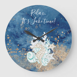 Beautiful blue sand colour coastal custom large clock