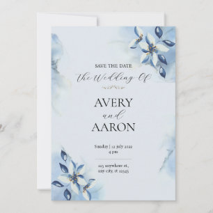 Beautiful Blue Save The Date Wedding Invitation
