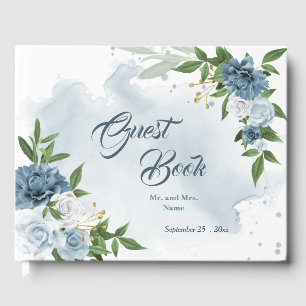 beautiful blue shades flowers greenery  guest book
