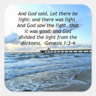 BEAUTIFUL BLUE SKIES GENESIS 1:3 PHOTO DESIGN SQUARE STICKER