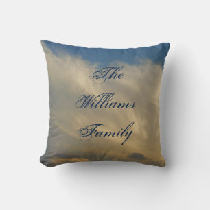 Beautiful Blue Sky Photo Family Name White Clouds Cushion