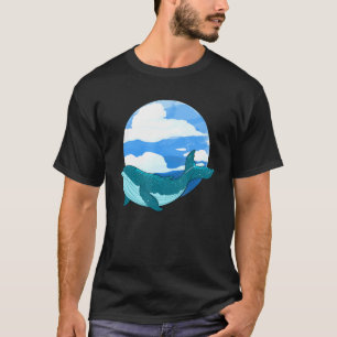 Beautiful Blue Sky Whale Flying In The Sky Cute Cl T-Shirt