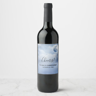 Beautiful Blue Sky with Flying Swans Wine Label