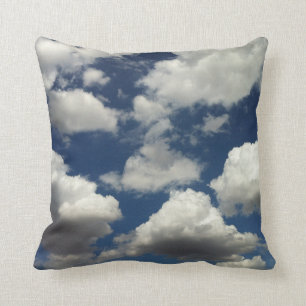 Beautiful Blue sky with Puffy Clouds Pillow