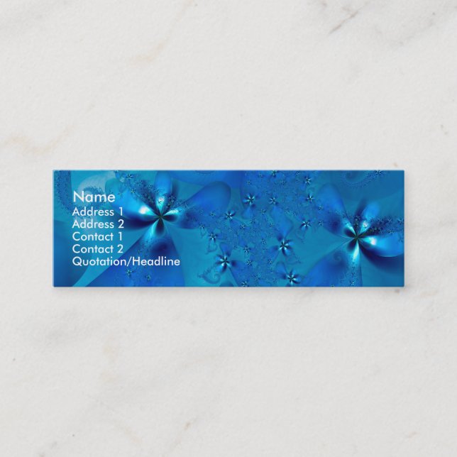 Beautiful Blue Spiral Fine Fractal Art Mini Business Card (Front)