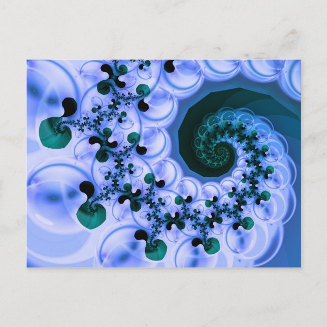 Beautiful Blue Spiral Fine Fractal Art Postcard (Front)