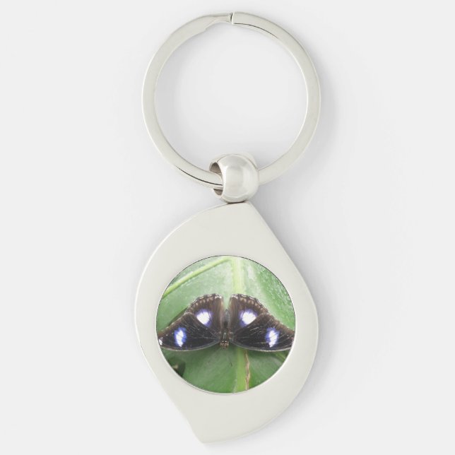 Beautiful Blue Spotted Butterfly Keychain (Front)