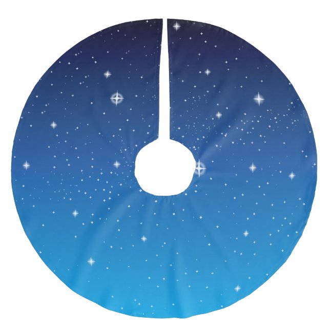 Beautiful Blue Starry Night Brushed Polyester Tree Skirt (Front)