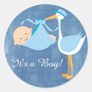 Beautiful Blue Stork Baby Shower Party Sticker