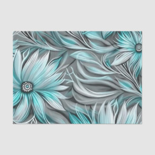 Beautiful Blue Teal Floral Print Tissue Paper