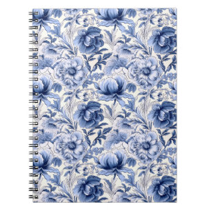 Beautiful blue Toile de Jouy flowers Notebook