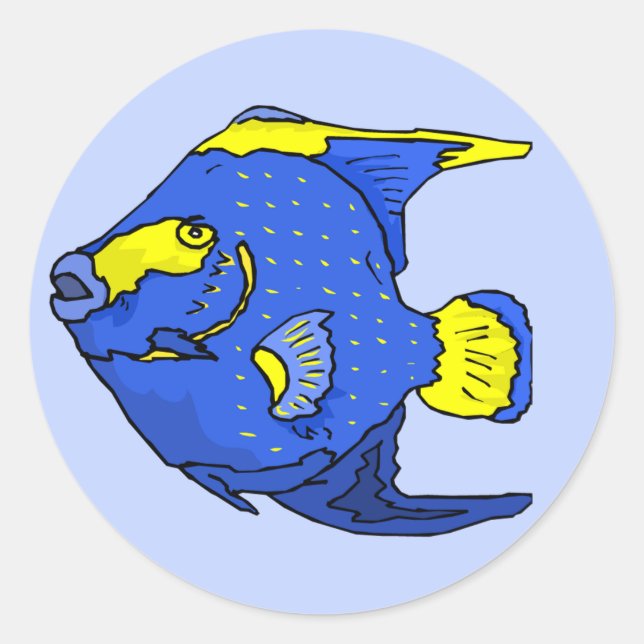 Beautiful Blue Tropical Parrot Fish Classic Round Sticker (Front)