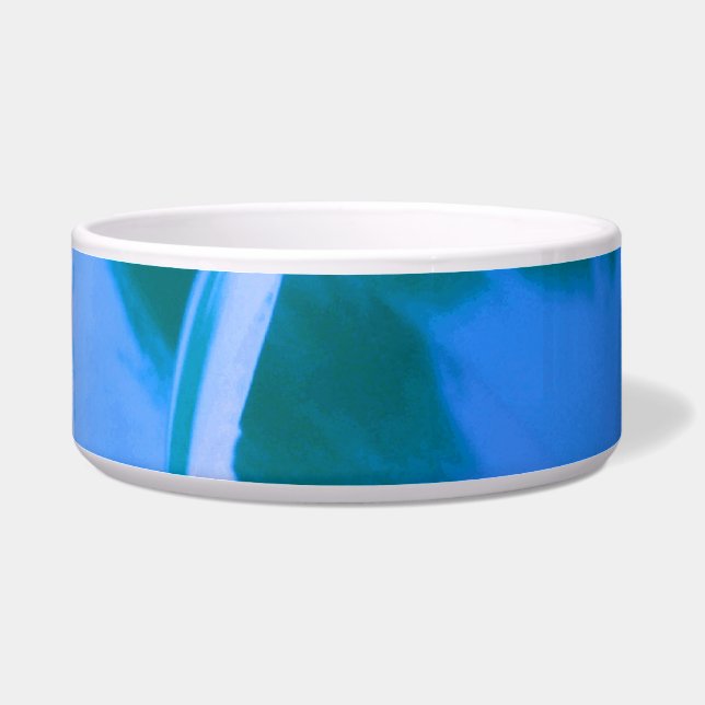 Beautiful Blue Tulip Dog Bowl (Left)