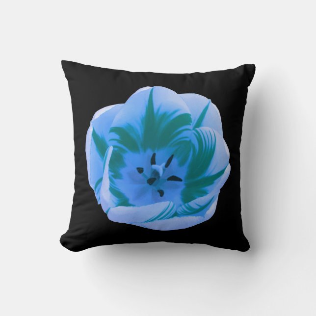 Beautiful Blue Tulip Pillow (Front)